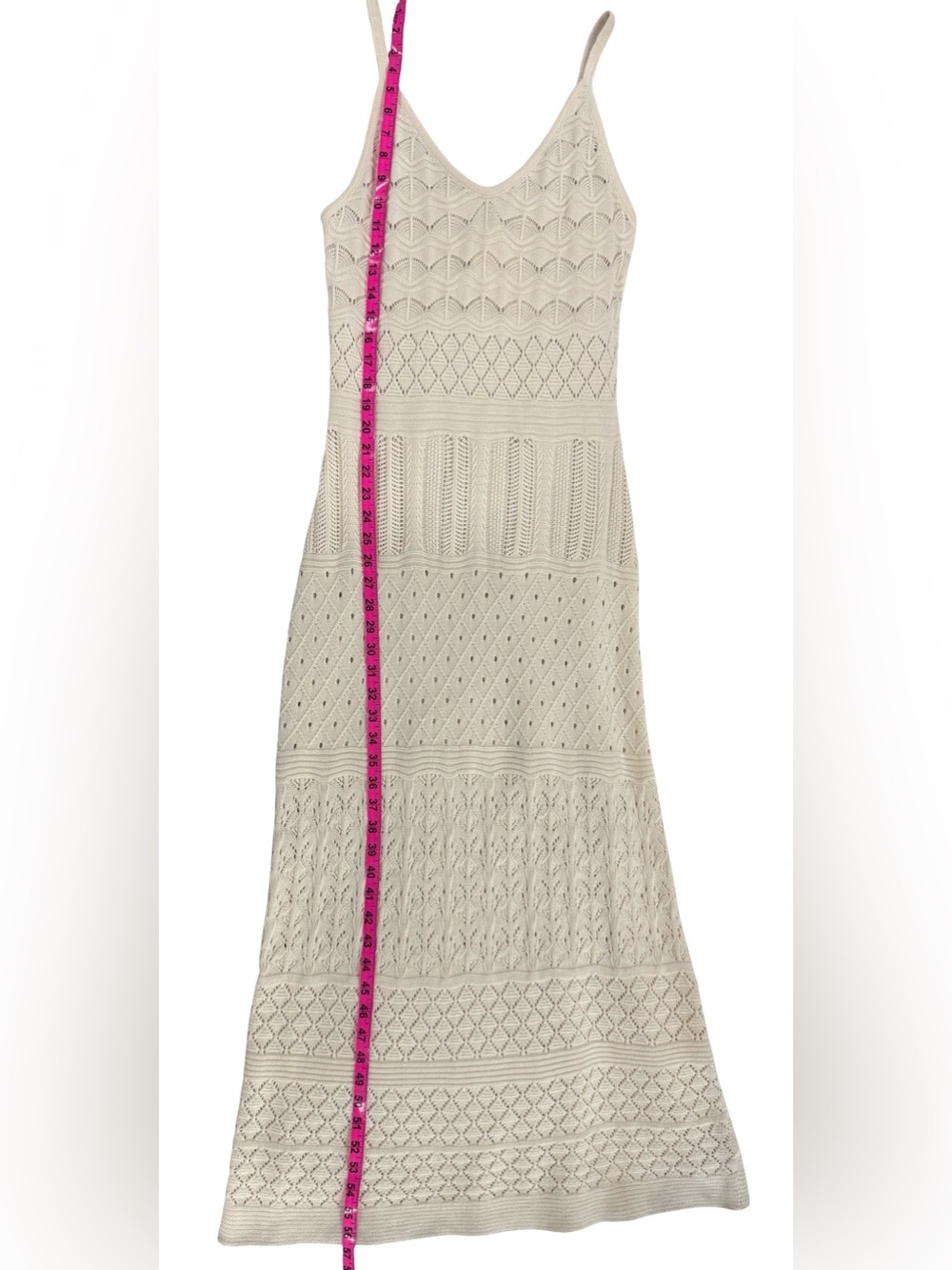 NWT Caroline Constas Openwork Crochet Knit Maxi Dress Ivory Cream Medium Chic - Picture 6 of 9